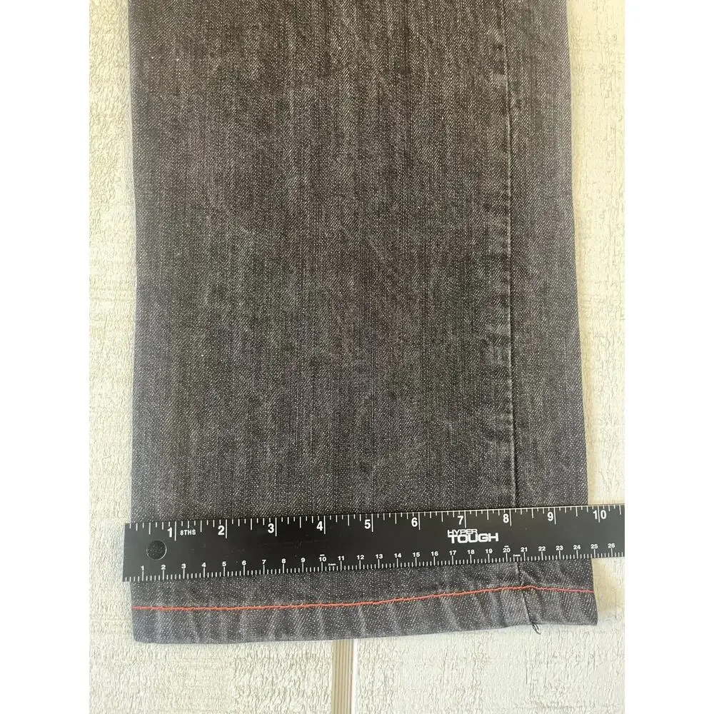 True Religion Billy Giant Big T Red Stitch Jeans Mens 42 Black Y2K Streetwear